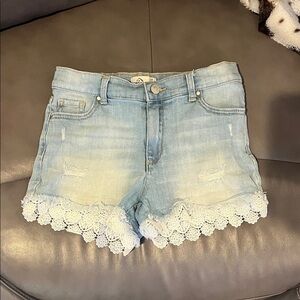 Jordache Light Blue Jean Shorts with Lace Hem